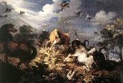 SAVERY, Roelandt Horses and Oxen Attacked by Wolves ar France oil painting artist